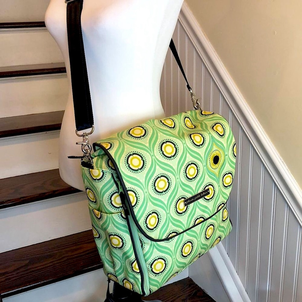 PETUNIA PICKLE BOTTOM Green Yellow Floral Backpack Adjust Crossbody Baby Bag